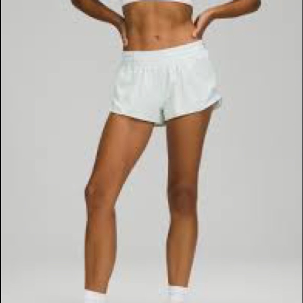 White Lululemon running shorts